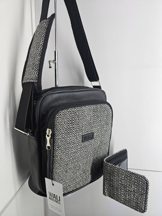 Combo de morral y billetera (Perdiz blanco)