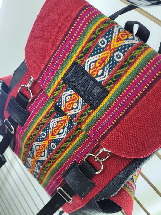 Combo rojo - mochila y billetera de aguayo