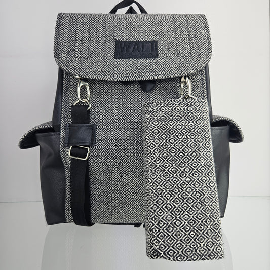 Combo de mochila y billetera Portacelular (Perdiz blanco)