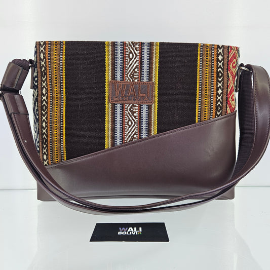Cartera cuero aguayo (chocolate )