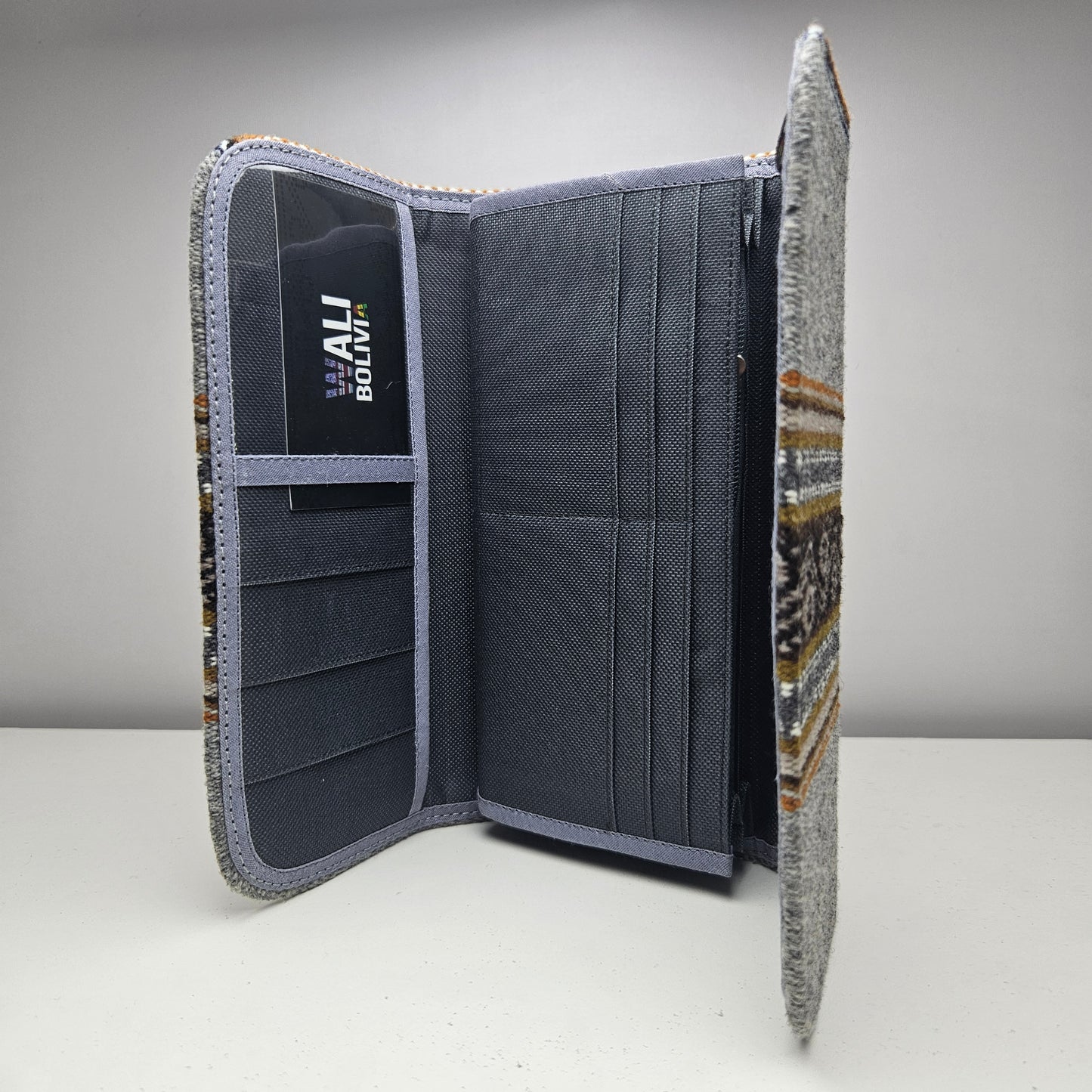Billetera Portacelular (plomo jaspeado diseño bajo)