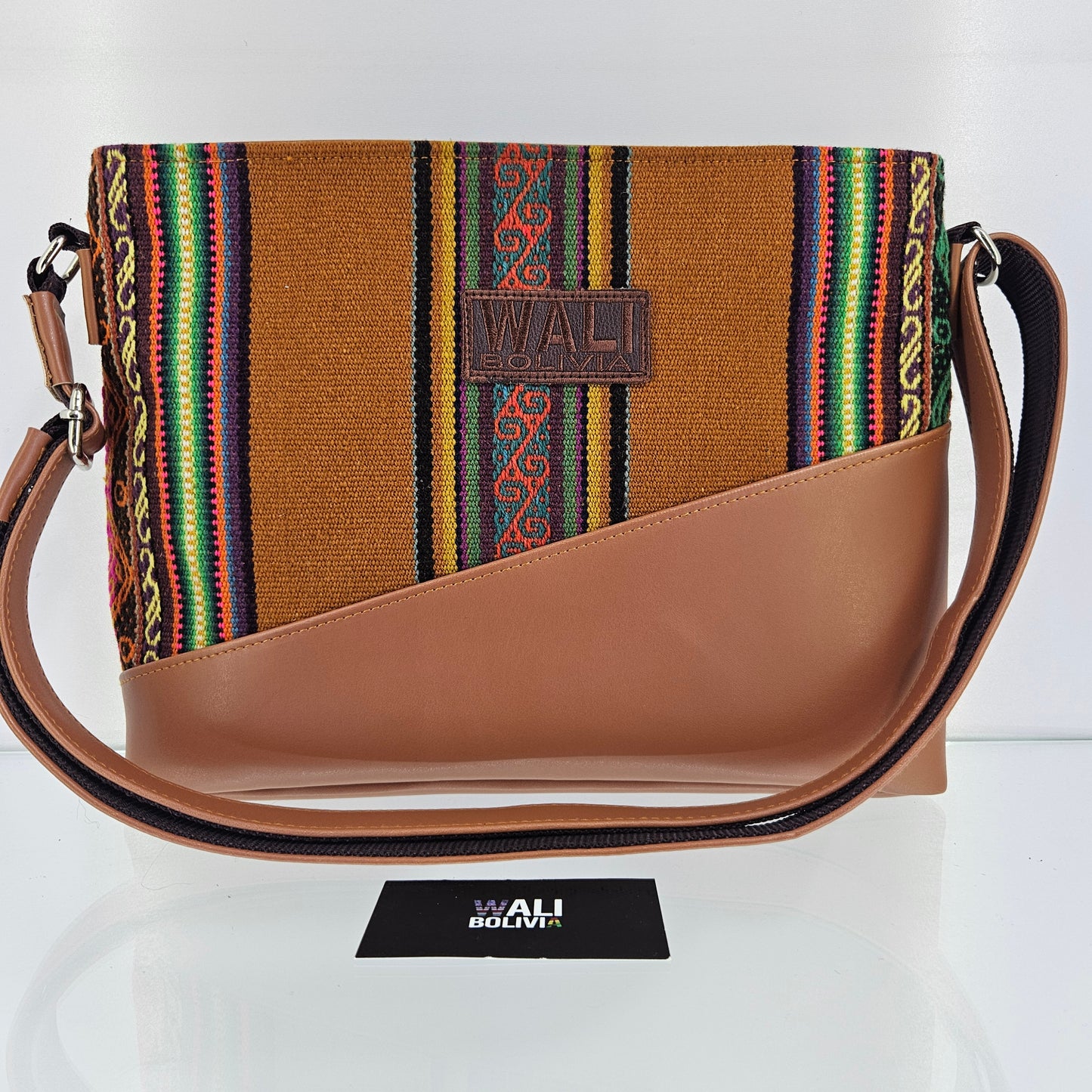 Cartera cuero aguayo (naranja oscuro)