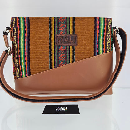 Cartera cuero aguayo (naranja oscuro)