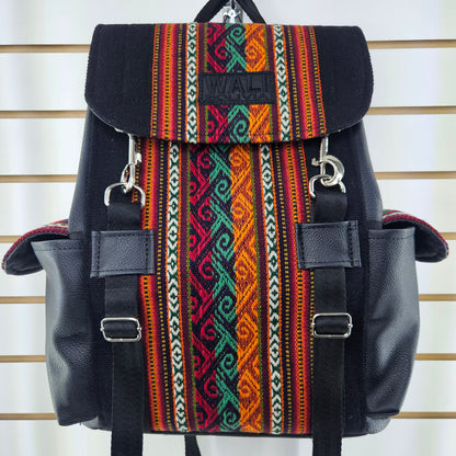 Mochila wali (negro con franjas naranja)