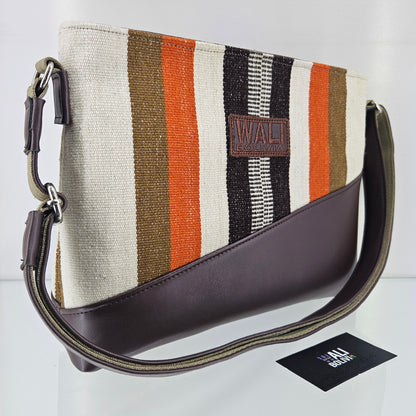 Cartera cuero aguayo (camel cooper)