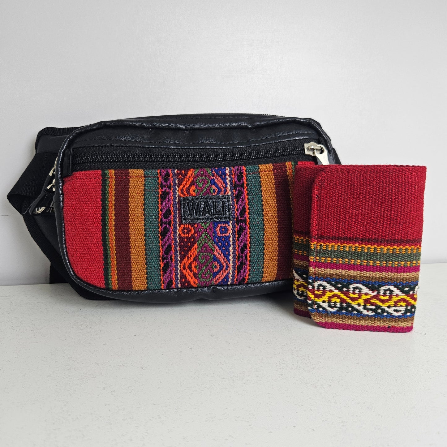 Combo riñonera y billetera triple (negro)