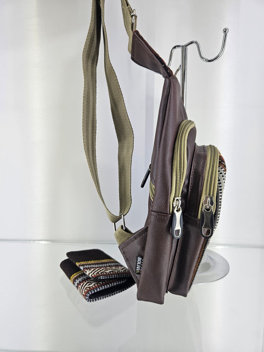 Combo pechera y Billetera triple(cafe fuego)