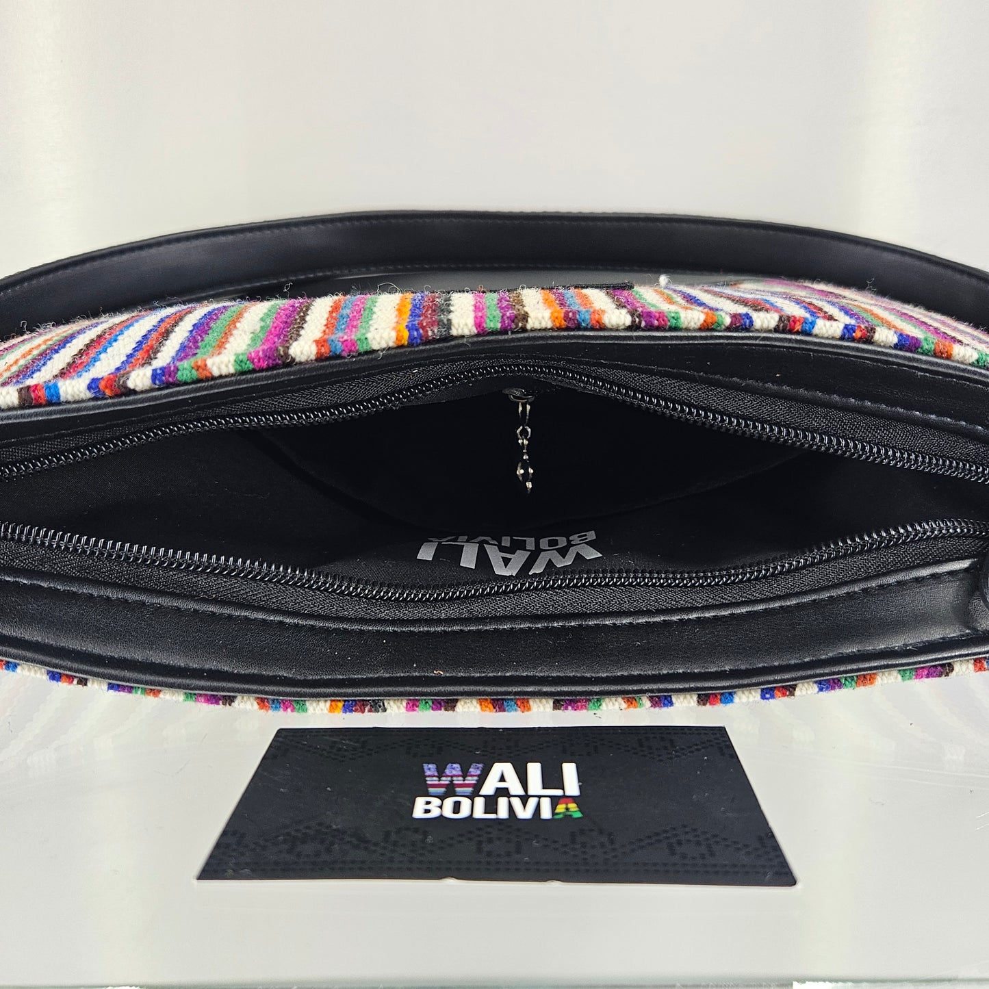 Cartera cuero aguayo (multicolor)