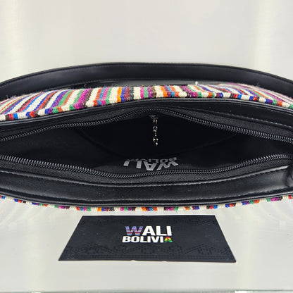Cartera cuero aguayo (multicolor)
