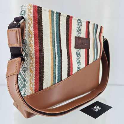 Cartera cuero aguayo (pastel)