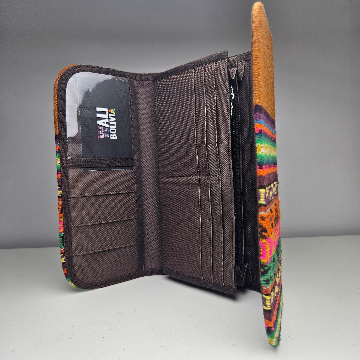 Billetera portacelular (naranja oscuro diseñoa bajo)