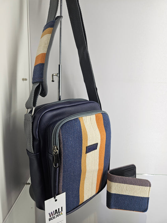 Combo morral y billetera doble(crema)