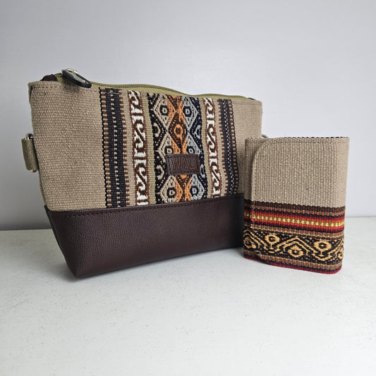 Combo cartera y billetera mini (beige)