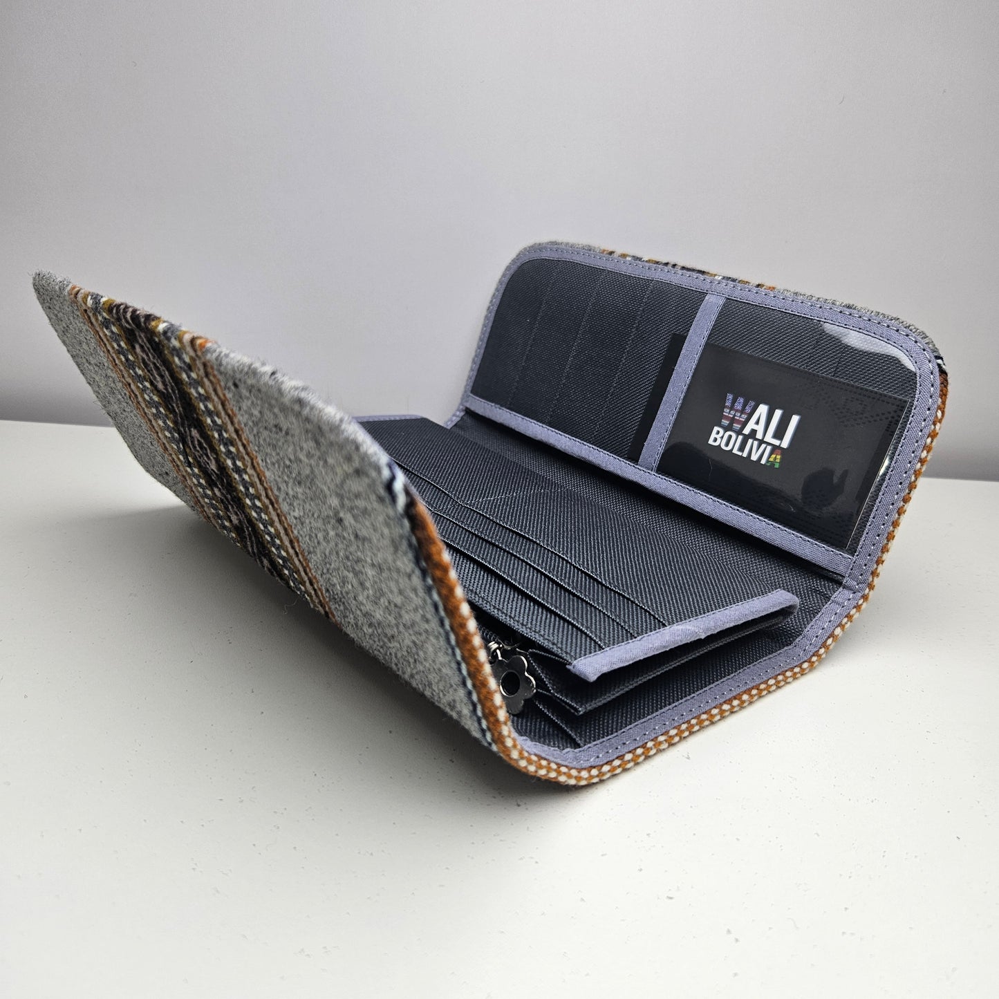 Billetera Portacelular (plomo jaspeado diseño bajo)